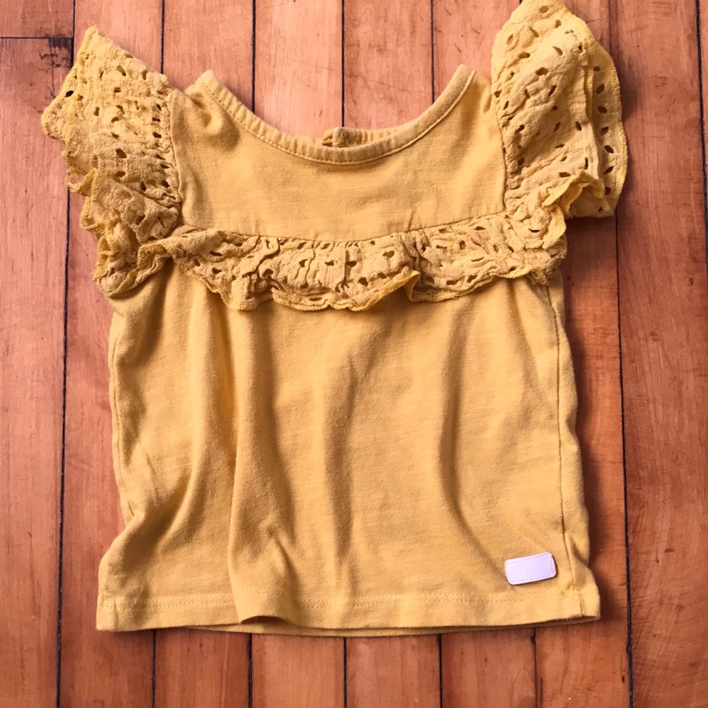7 For All Mankind Ruffled Short Sleeve Top Size 18M